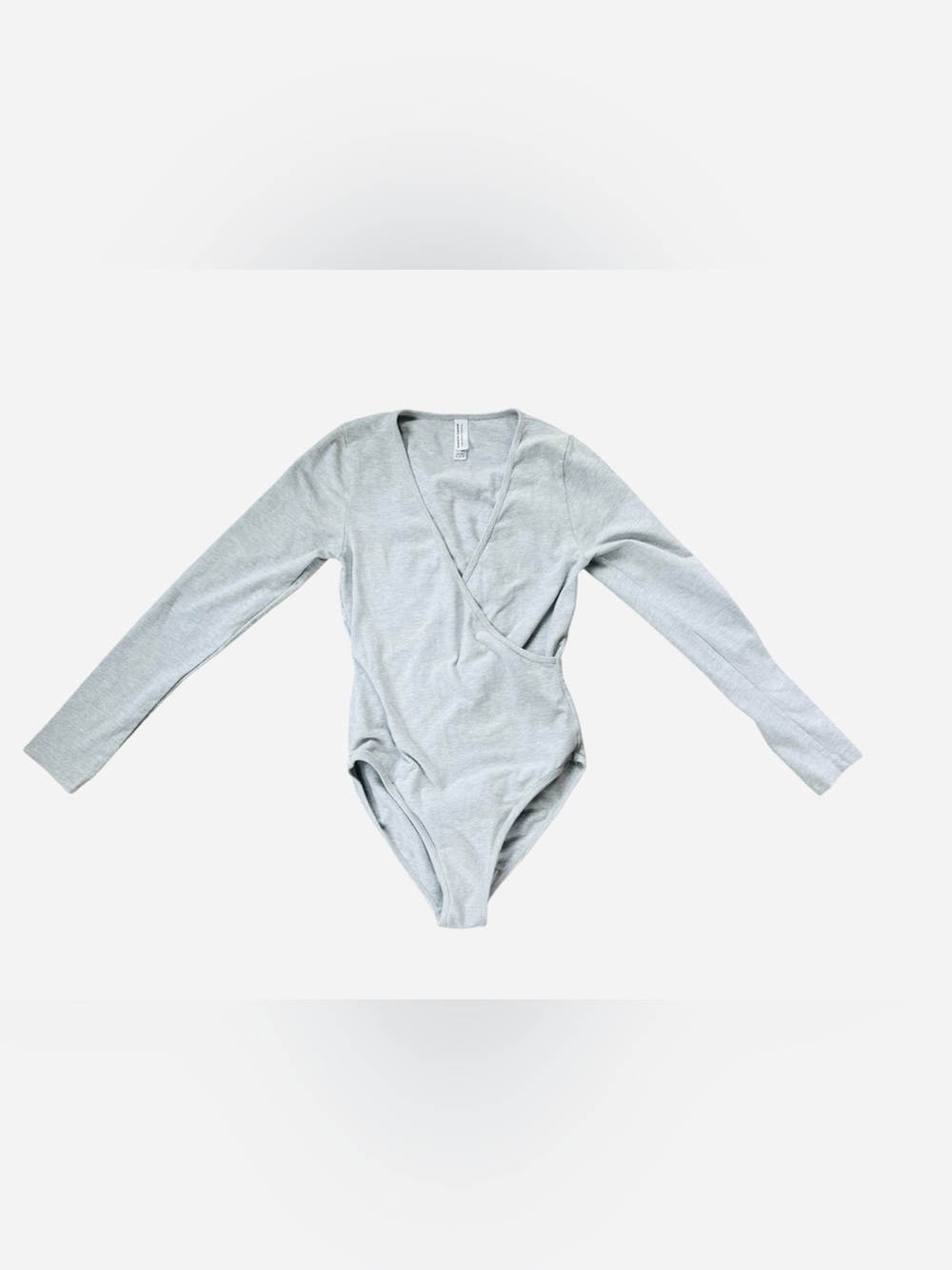 American Apparel Light Gray Wrap-Front Long Sleeve Bodysuit